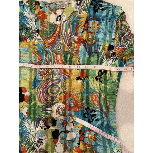 alberto makali top small Multi Colored Floral Stretch Blouse Long Sleeve - Picture 5 of 9